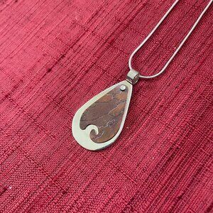 Jessie Senecal Handmade Sterling Silver "Copper Swirl Leaf" Necklace